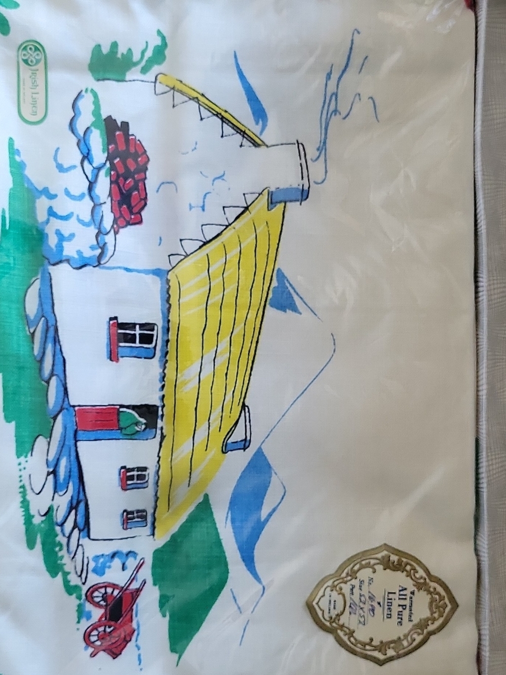Hand-Painted Cottage Print Tablecloth And Napkins